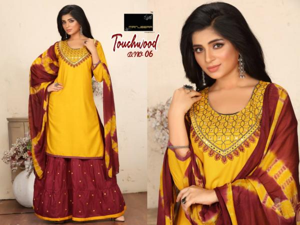  Manjeera Touchwood Rayon Designer Exclusive Readymade Suit